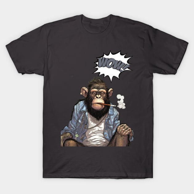 Stoned Monkey Wow Monkey Thoughts T-Shirt by FrogandFog